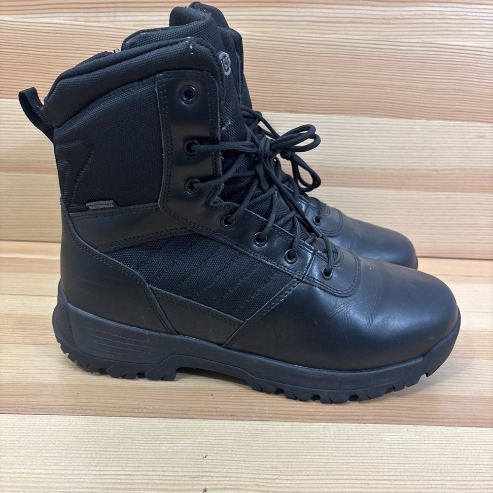 Interceptor Men Black Leather Zippered Soft Toe Tactical Boots Sz 12 Waterproof